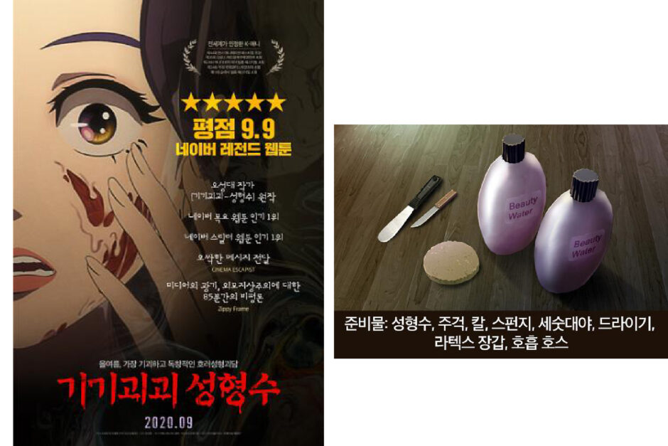 공포 애니메이션 '기기괴괴 성형수'를 소개합니다.